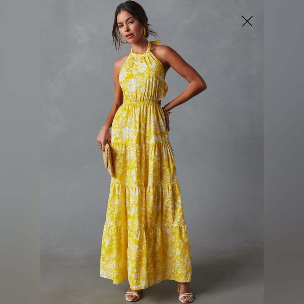 Vici NWT Amalia Halter Neck Tiered Maxi Dress
